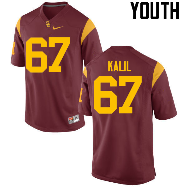 Youth #67 Ryan Kalil USC Trojans College Football Jerseys-Red